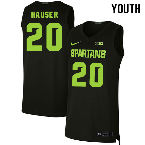 Youth Michigan State Spartans #20 Joey Hauser NCAA Nike Authentic Black College Stitched Basketball Jersey SV41G63VH